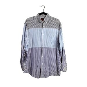 Twenty X Mens Striped Colorblock Button Down Long‎ Sleeve Shirt Size L Western